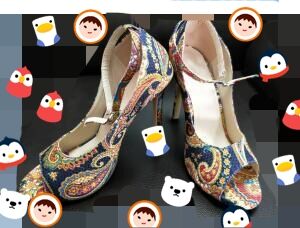 ethnic print peep toe