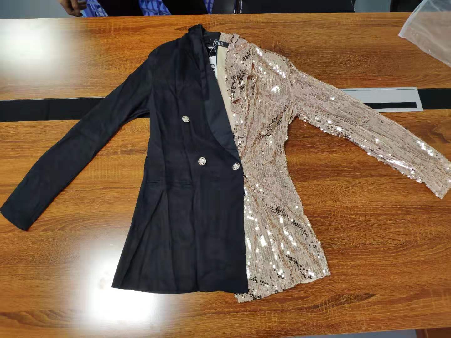 long sleeve sequin blazer dress