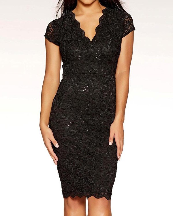black lace midi dress