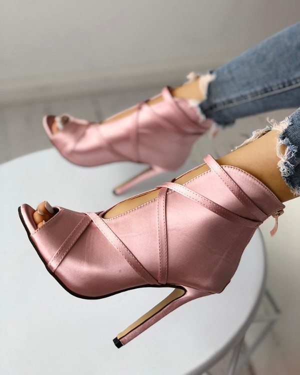 fashion peep toe bandage pumps