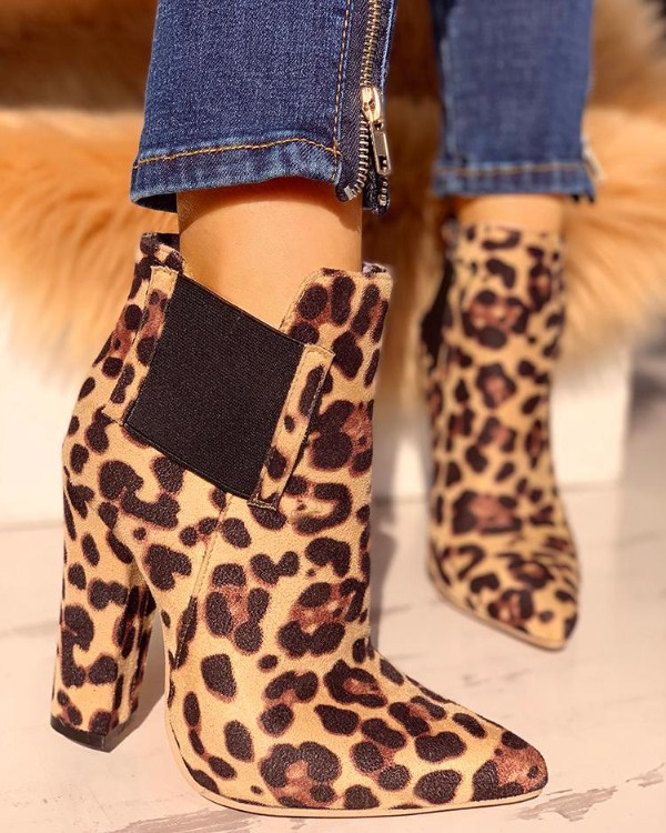 leopard print chunky boots