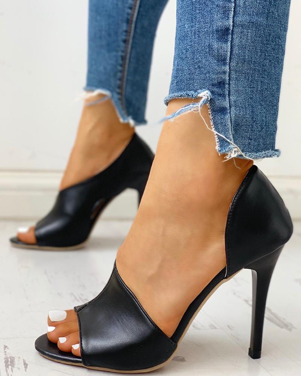 fashion peep toe cutout thin heels