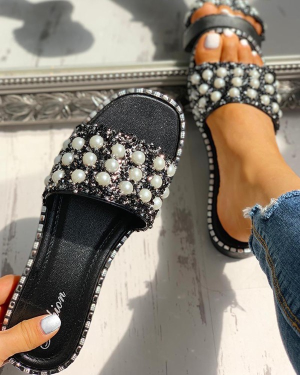 beaded flat sandals