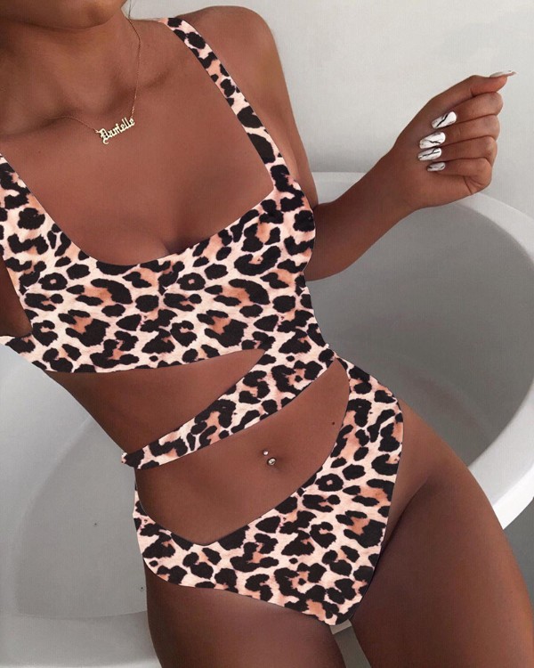 leopard one piece bikini