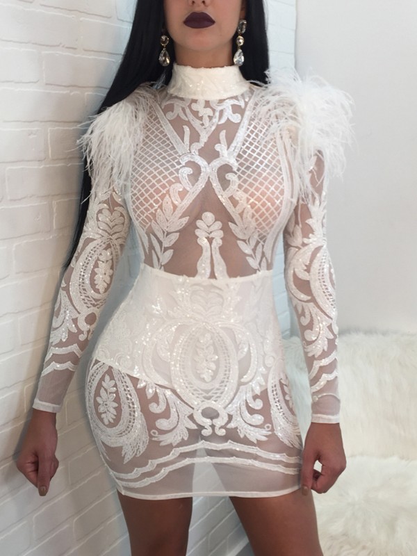 casual white dress long sleeve