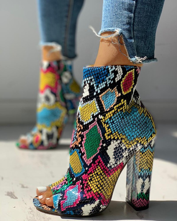 colorful snakeskin sandals