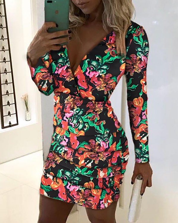 floral bodycon mini dress