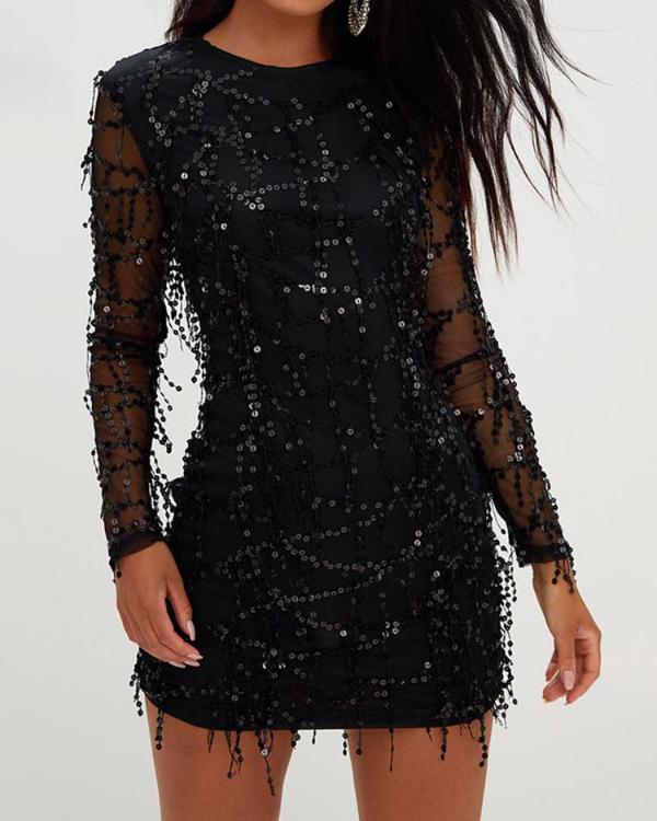 averill mesh sequin dress