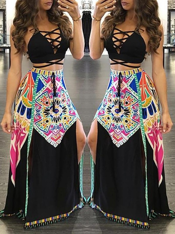 ethnic skirt top set