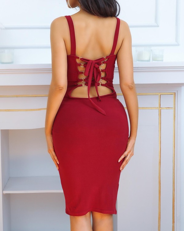 sexy bandage strappy back bodycon dress
