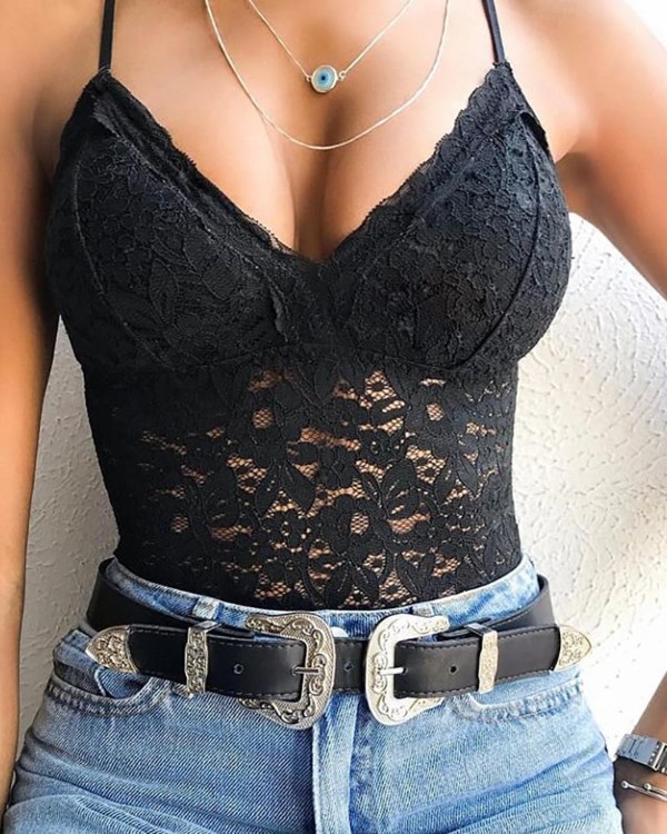 black lace tank top outfit