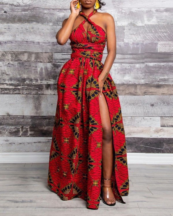 red maxi dress with slit