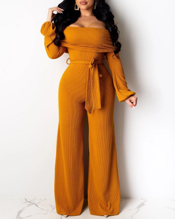 ribbed wide leg jumpsuit