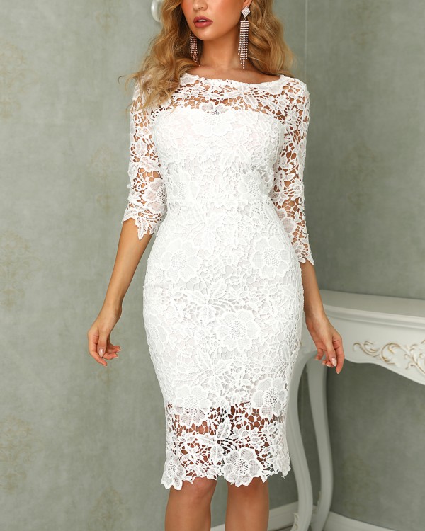 floral lace bodycon dress