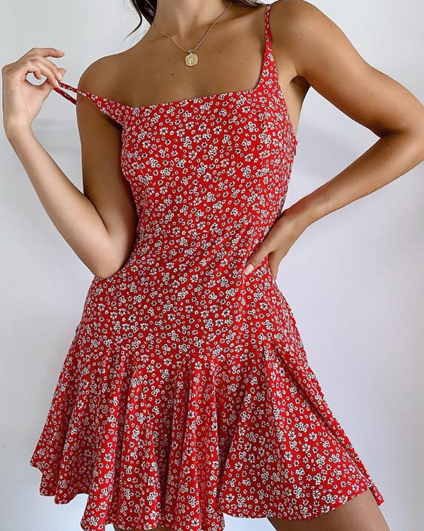 ruffle hem mini dress