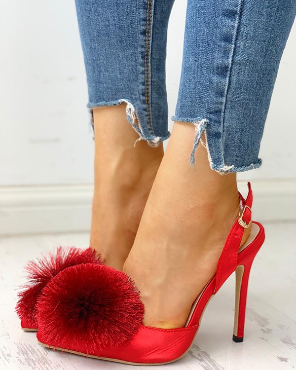 red heels fluffy
