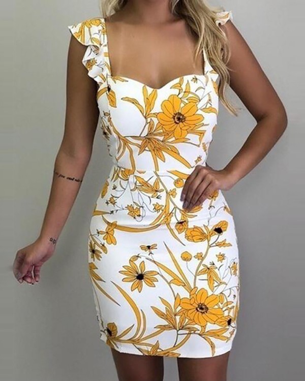 floral bodycon mini dress