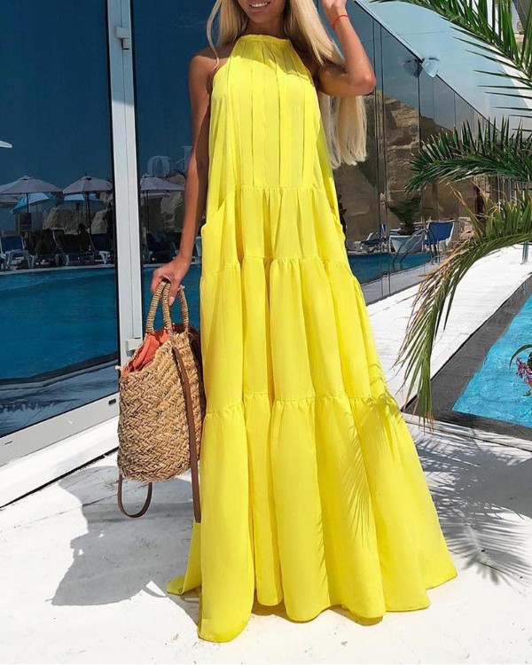 sleeveless tiered maxi dress