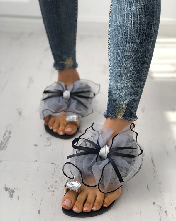 bow tie slip on sandals