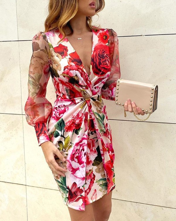 floral print waisted midi dress