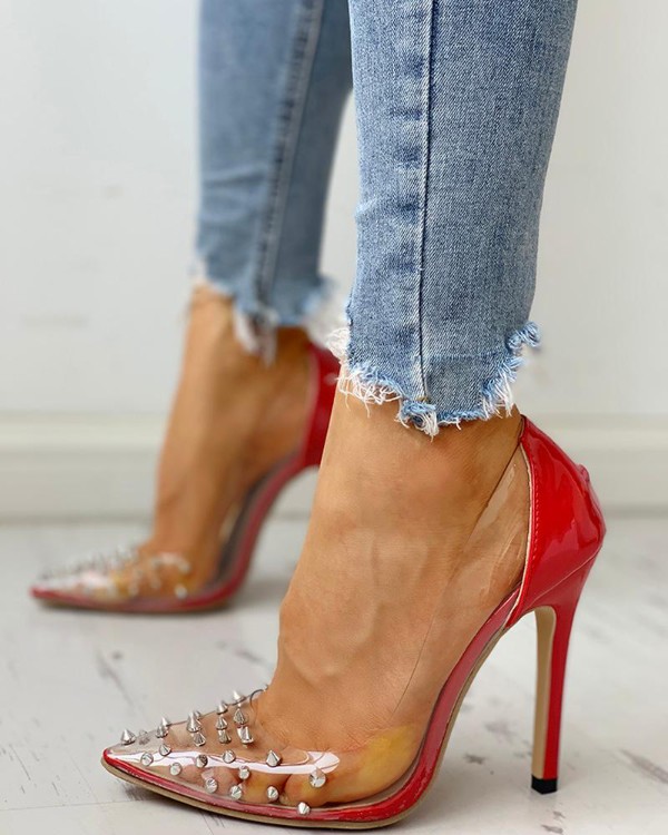 pointed toe transparent heels