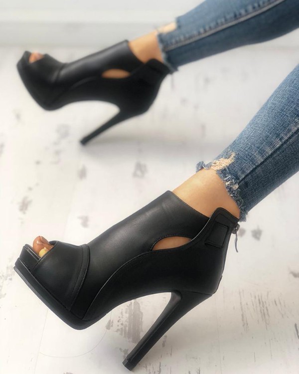 fashion peep toe cutout thin heels