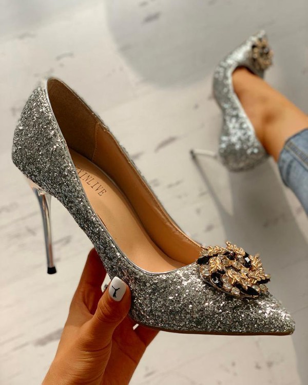 sequin stiletto heels