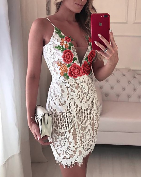 eyelash lace crochet side slit bodycon dress