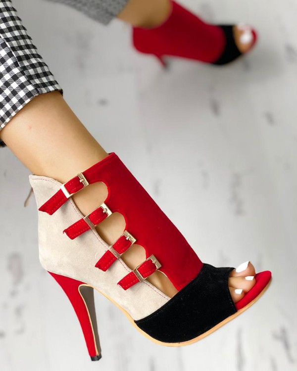 red thin heels
