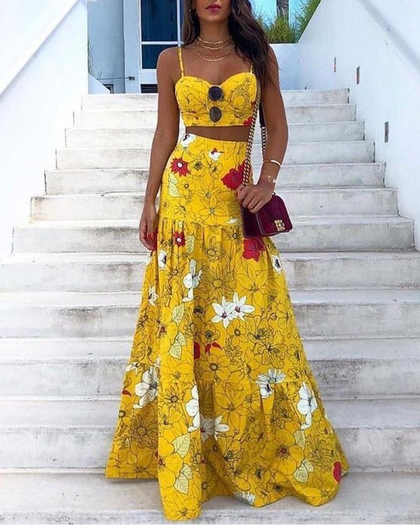 two piece maxi skirt set