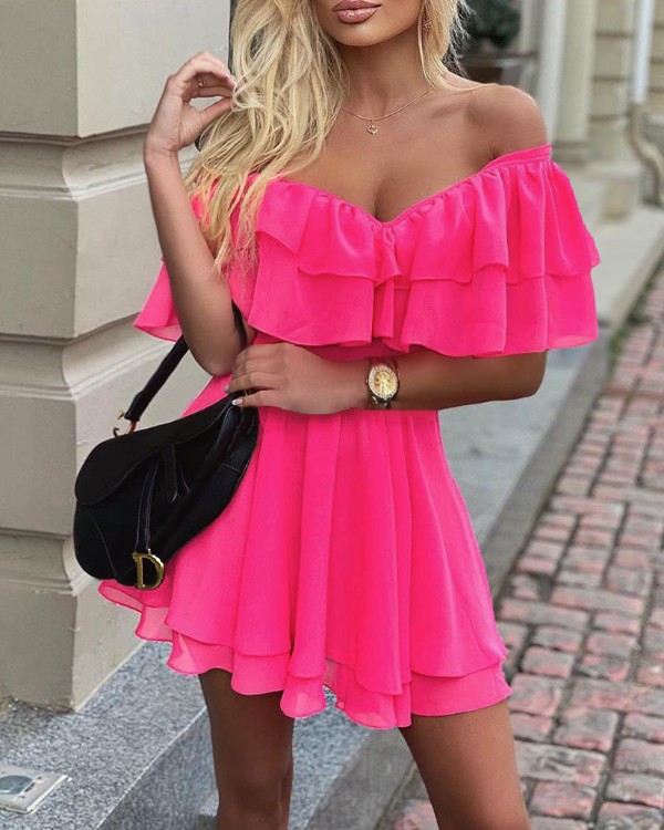 ruffle fit and flare dress