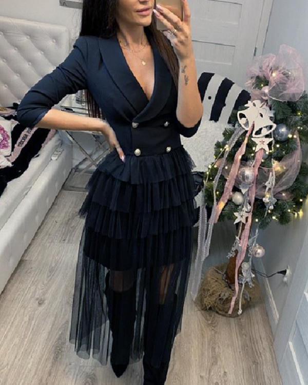 mesh blazer dress