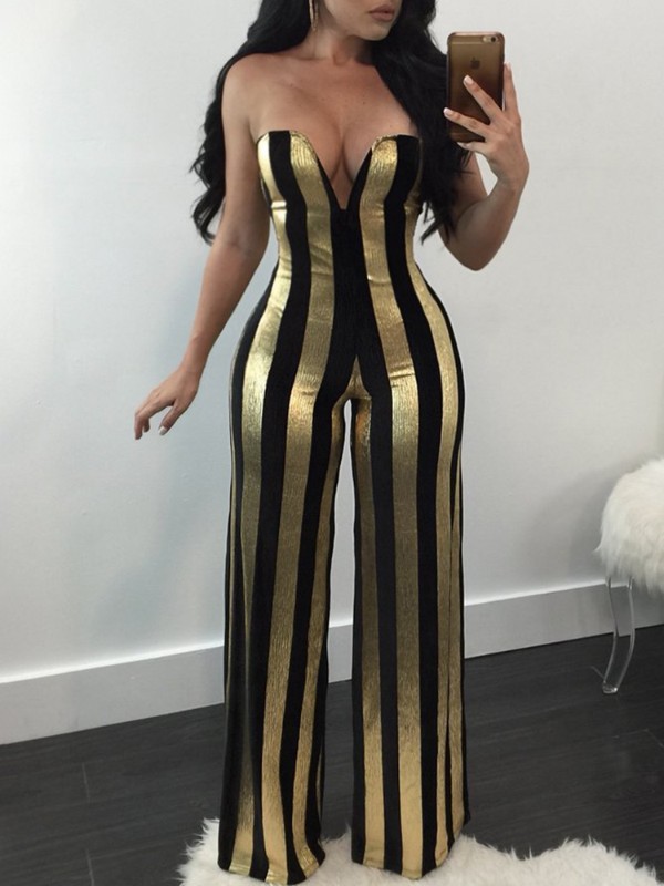 gold wide leg jumpsuit