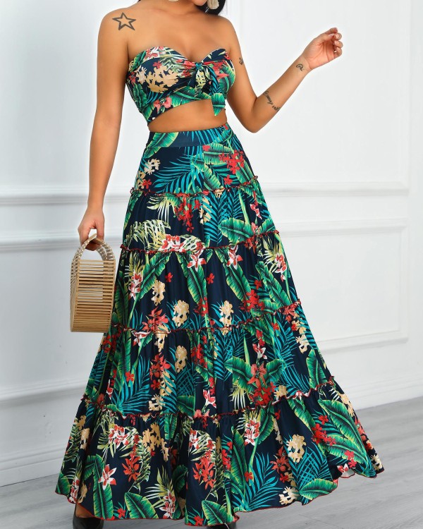 maxi skirt with top set