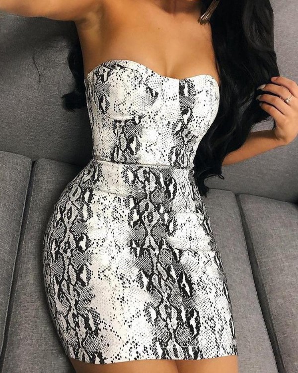 snakeskin cocktail dress