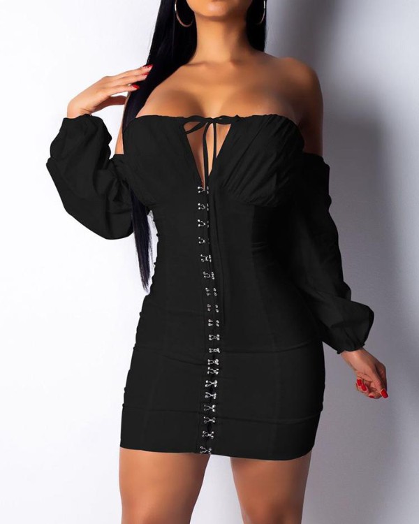 black off the shoulder bodycon