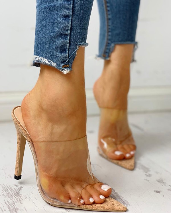 transparent open toe thin heeled sandals