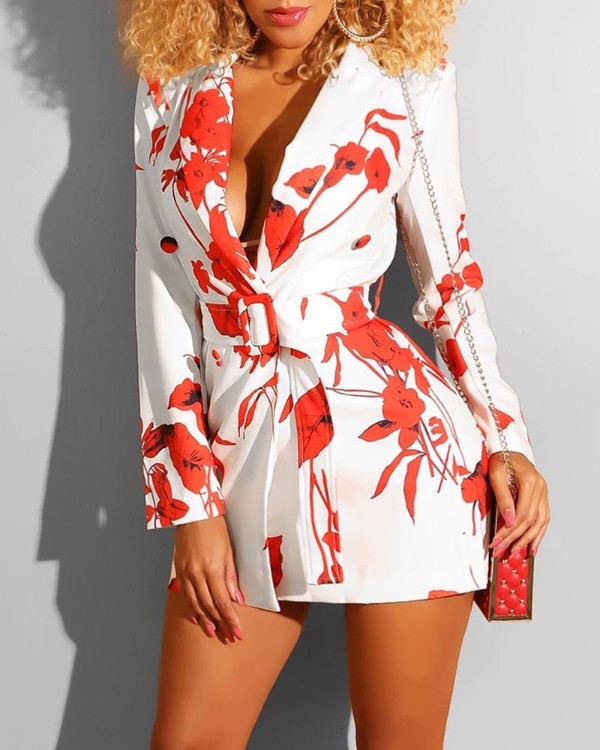 red long sleeve blazer dress