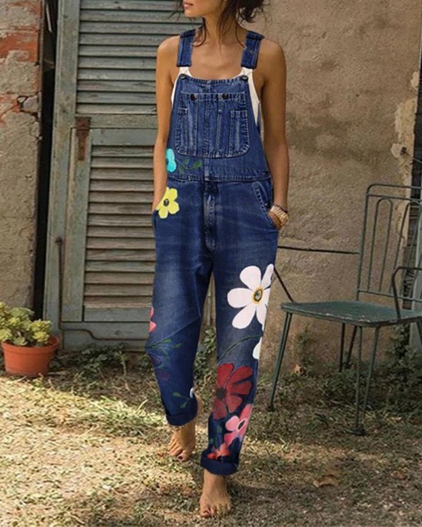 suspender denim jumpsuit