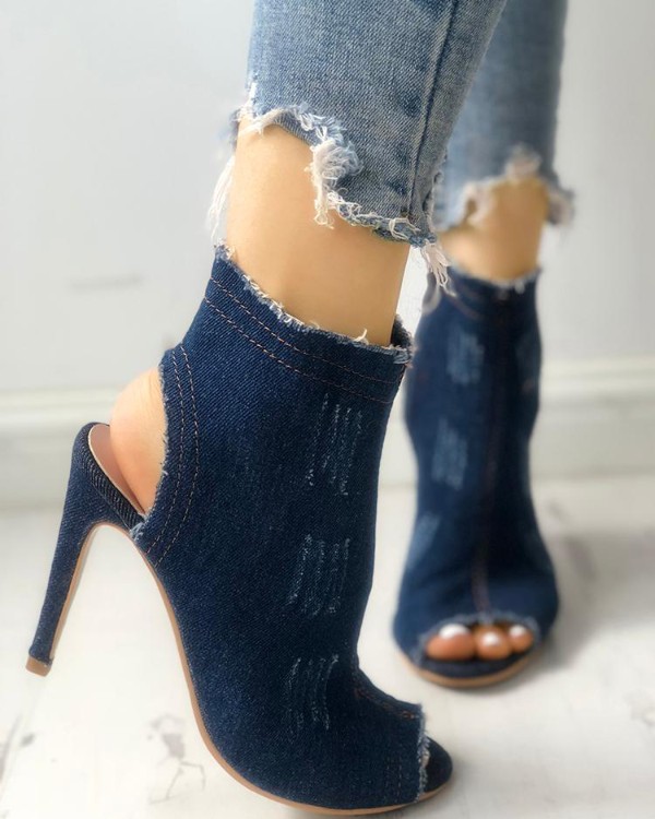 denim heels online