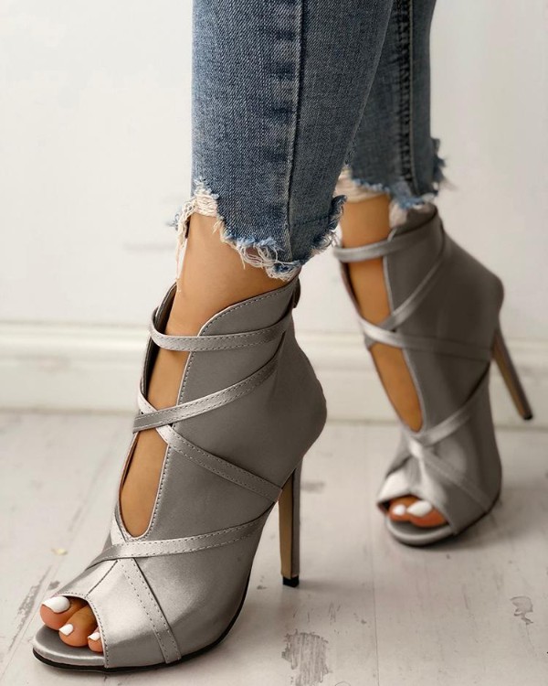 fashion peep toe bandage pumps