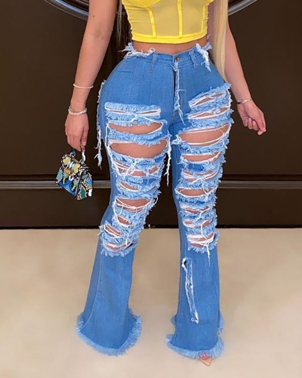 fringe jeans at the bottom