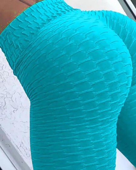 Solid Jacquard Ruched Yoga Legging