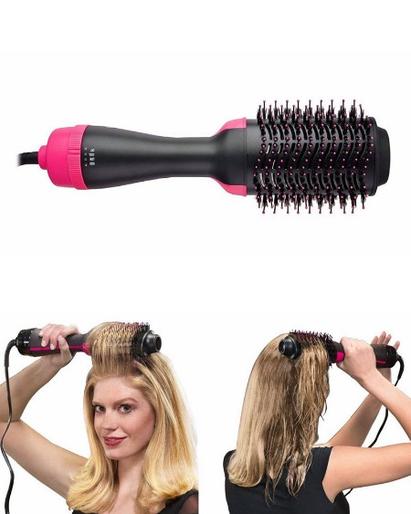 Salon Hot Air Paddle Styling Brush Negative Ion Generator Hair Straightener Curler