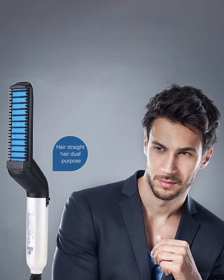 Quick Beard Straightener Multifunctional Hair Comb Curling Curler Show Cap Men