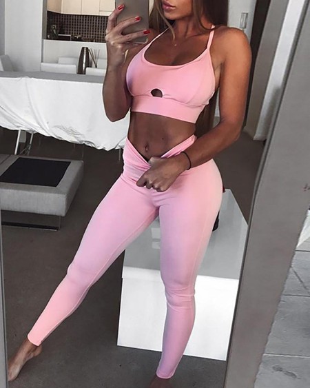 Spaghetti Strap Top & Pants Workout Set