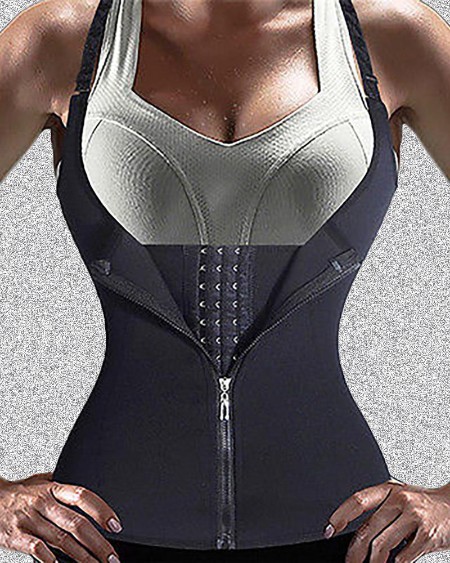 Zipper Design Slimming Waist Trainer Corset tank
