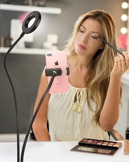 Mobile Clip Beauty Bracket Desk Lamp LED Light Phone Holder