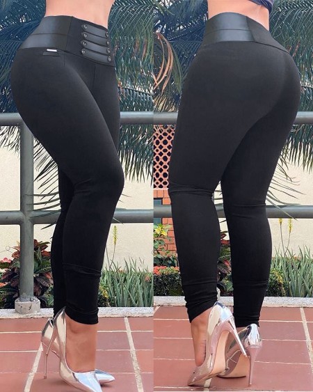 Plain High Waist Skinny Pants