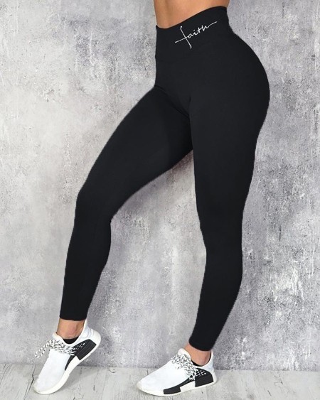 Solid High Waist Sporty Pants